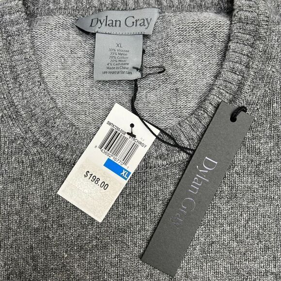 New Dylan Gray Men XL Crewneck Sweater Long Sleeve Wool Cashmere Pullover  - Picture 9 of 10